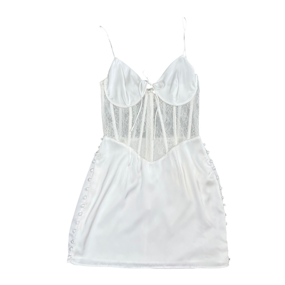 Sabo Skirt Frida Corset Dress White Lace Satin Boning NWT Womens 6 Medium Bridal